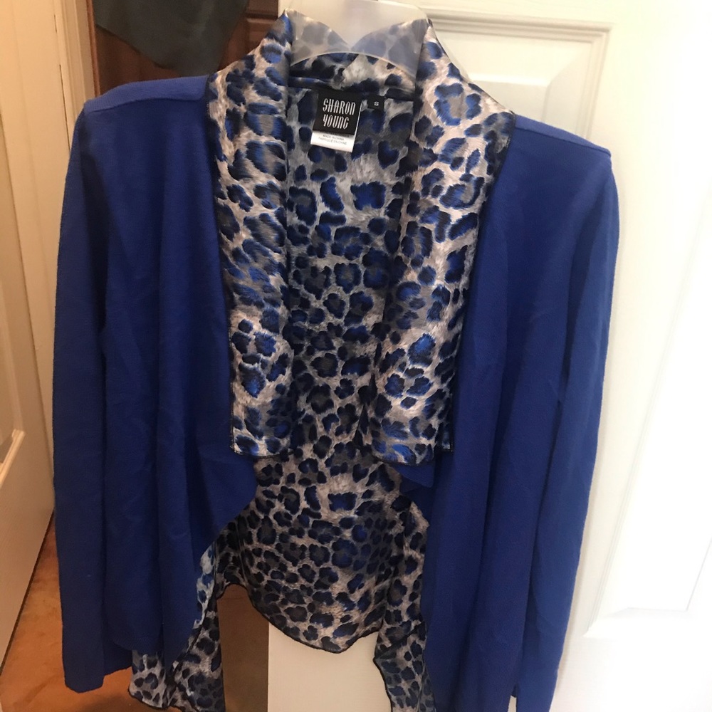 Blue cheetah print cardigan